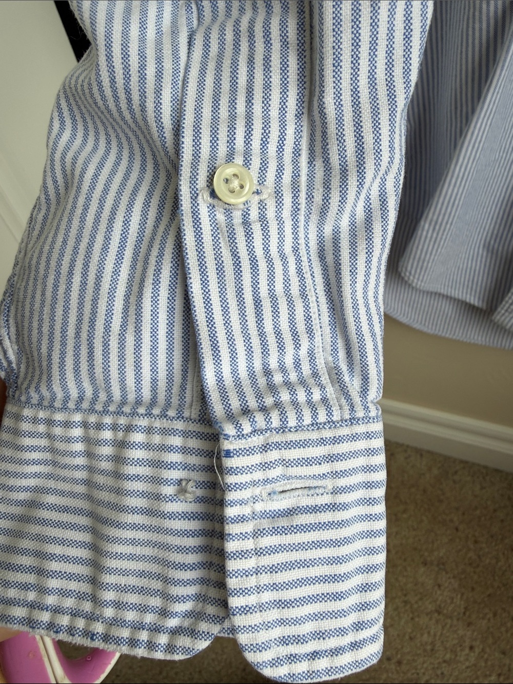 Ralph Lauren Light Blue and White Striped Button-Down Shirt - Picture 8 of 8